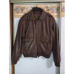 Reed 44 Brown Leather Bud Light Vintage Lady Luck Classic Biker Bomber Jacket